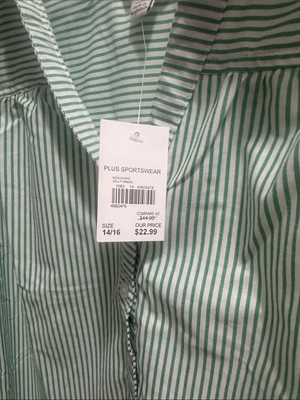 Men’s Green & White Striped Button-Up Shirt